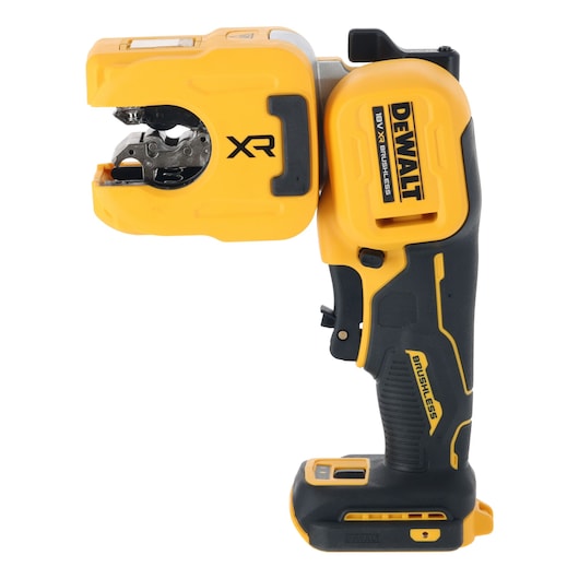 DEWALT photography tool DCE154N, DCE154N-XJ. Yellow-black, XR brushless. Compact handheld device.