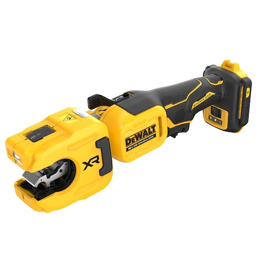 DEWALT photography tool DCE154N, DCE154N-XJ shown. Compact yellow cordless model with XR Brushless label.