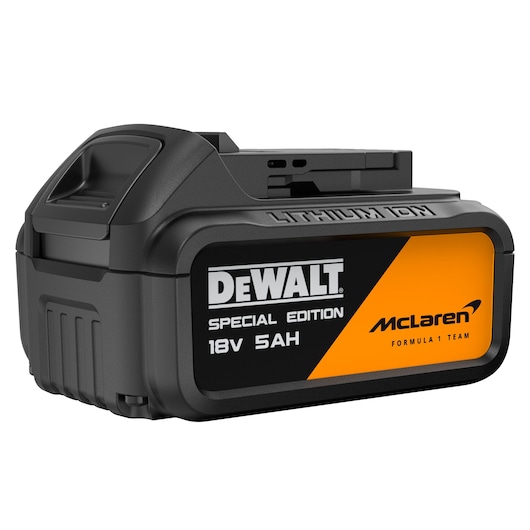 DEWALT McLaren battery, 18V 5Ah, Special Edition. SKUs: DCK2222MP2T, DCK2222MP2T-QW.