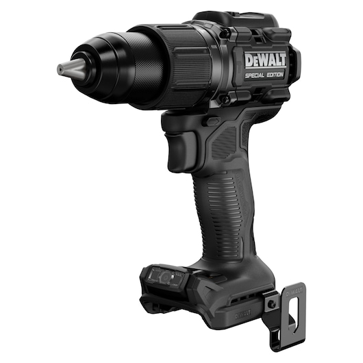 DEWALT drill special edition, SKUs DCK3222MP2T-QW, DCK3222MP2T; black cordless tool photographed from left side.