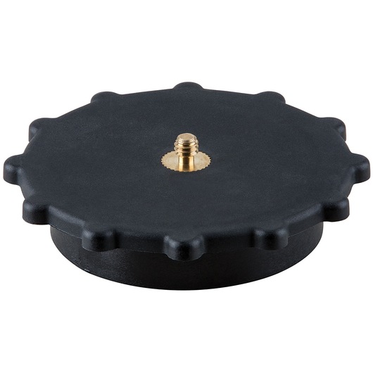 Black DEWALT photography accessory with gold threaded connector, round with gear-like edges, model DE0731.