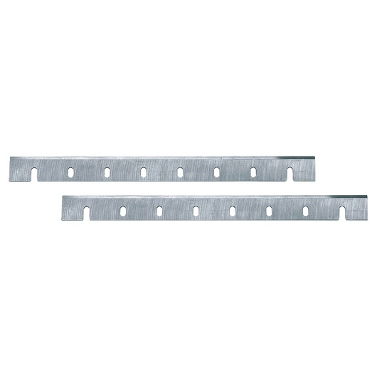 Two metal guide rails with slots and notches, shown side by side on a white background.