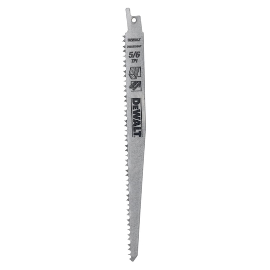DEWALT DT2352 reciprocating saw blade with 5/6 TPI, suitable for cutting wood and metal.