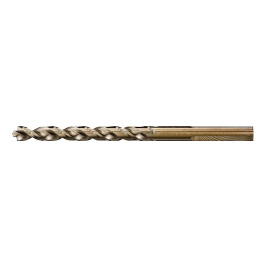 A single metal drill bit with a twisted design, photographed against a white background.