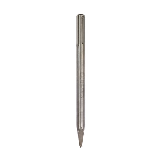 A DEWALT SDS Max pointed chisel, designed for breaking and demolition tasks on concrete and masonry surfaces.