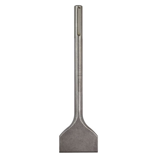 DEWALT SDS Max chisel with flat blade for demolition and construction tasks, shown upright on white background.