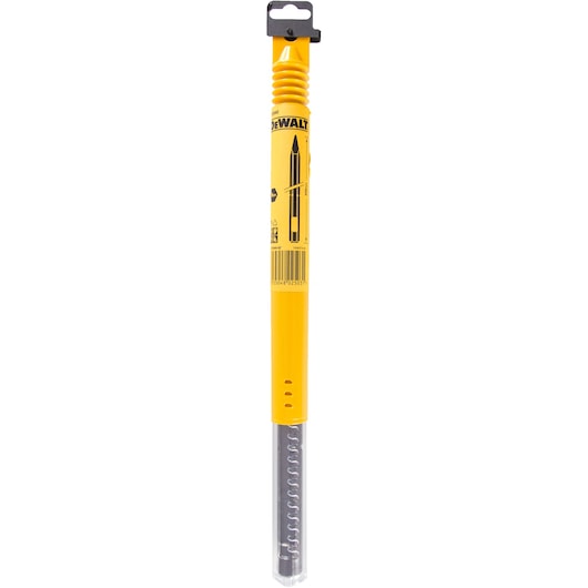 DEWALT DT6940 yellow packaged drill bit for masonry, shown upright with barcode and hanging hook.