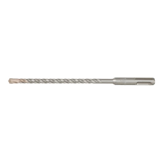A single metal SDS drill bit, shown horizontally against a white background. The drill bit is cylindrical with a spiral cutting edge and a specialized shank for use in rotary hammer drills.