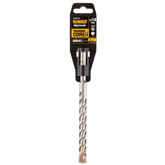 DEWALT Extreme Tough Core DT9567 14mm drill bit in its packaging, designed for masonry and concrete drilling.