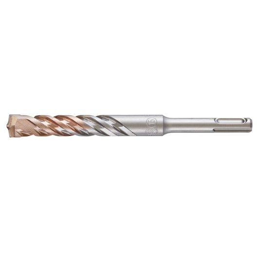 A metal SDS drill bit with a spiral flute design and a pointed tip, suitable for drilling into masonry or concrete.