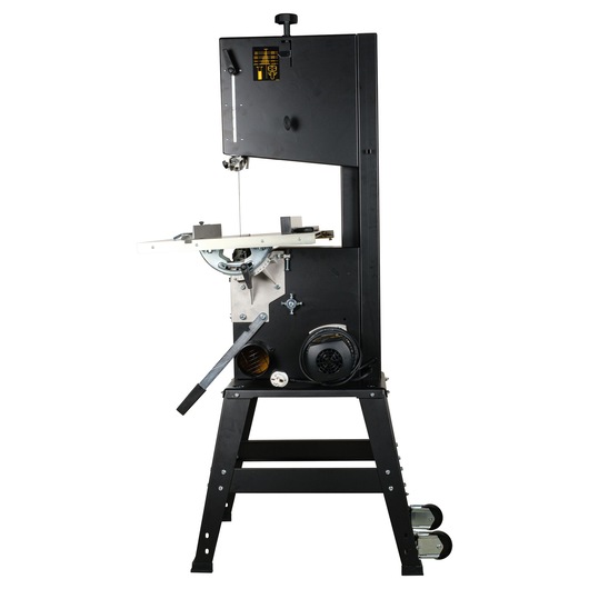 DEWALT DW876 band saw with metal base and adjustable work table for precision cutting.