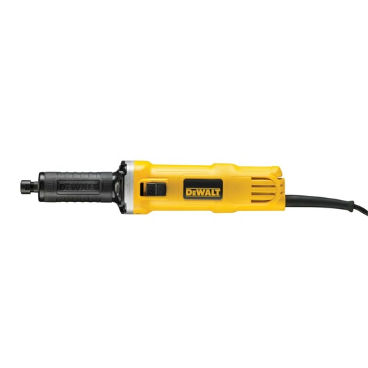 A DEWALT DWE4884 electric die grinder with a yellow and black body and power cord, shown on a white background.